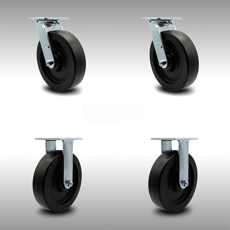 Service Caster 8 Inch SS Polyolefin Caster Set with Ball Bearings 2 Swivel 2 Rigid SCC SCC-SS30S820-POB-2-R-2